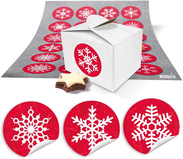 24 kleine weiße Geschenkboxen Geschenkverpackung Geschenkschachteln 8 x 6,5 x 5,5 + runde Aufkleber bunt mit lustigen Sprüchen Ø 4 cm, Verpackung für Gastgeschenke, Mitgebsel, give-aways