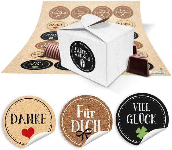24 kleine weiße Geschenkboxen Geschenkverpackung Geschenkschachteln 8 x 6,5 x 5,5 + runde blau türkise Aufkleber SCHÖN DASS DU DA BIST Schachteln für Gastgeschenke, Mitgebsel, give-aways