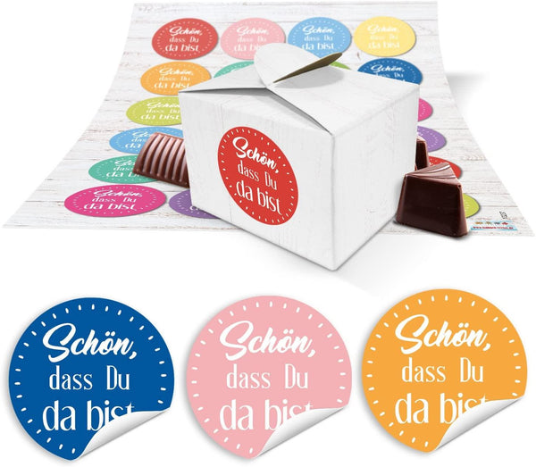 24 kleine weiße Geschenkboxen Geschenkverpackung Geschenkschachteln 8 x 6,5 x 5,5 + Aufkleber Text DANKE, FÜR DICH, VIEL GLÜCK braun weiß grün Kleeblatt schwarz für kleine Gast-Geschenke
