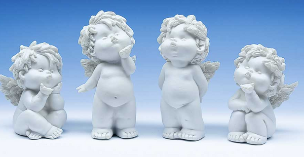 Küssende Igor-Engel 4er Set weiß 9-12 cm romantische Deko-Figuren für Hochzeit, Liebe & Geschenk