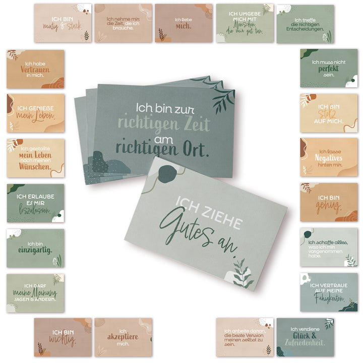 10 Eukalyptus Geschenkboxen Schön, dass du da bist grün gold
