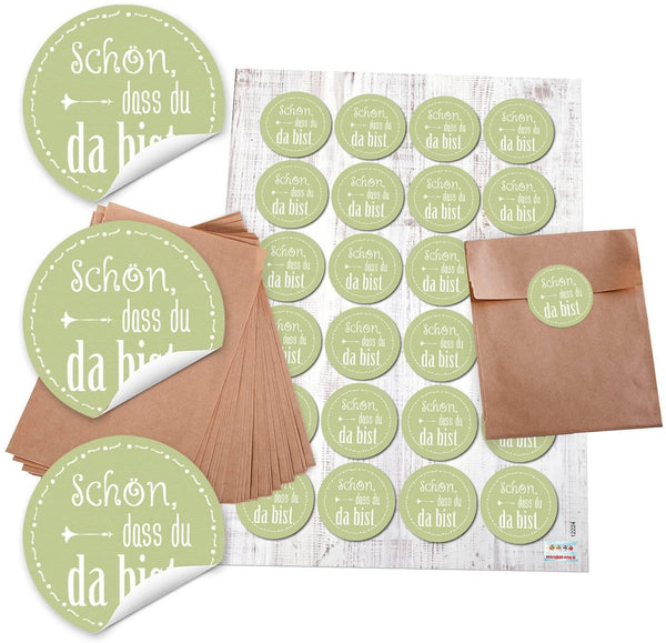 48 kleine silber-grau farbene Papier-Tüten Geschenktüten für Gastgeschenke, Mitgebsel 13 x 18 cm + 48 runde Aufkleber 4 cm in grau, rosa, rose, weiß DANKE - als Verpackung