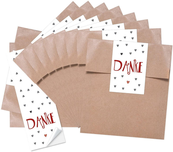 Braune Flachbeutel 13 x 18 cm + Banderolen-Aufkleber – Geschenkverpackung für viele Anlässe