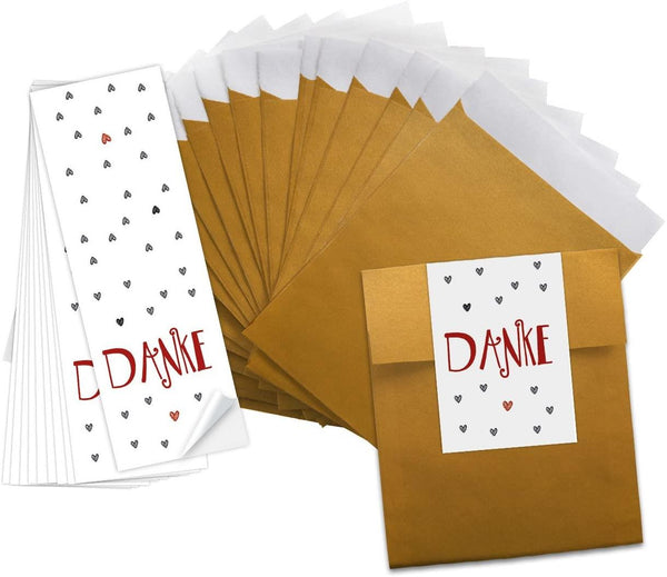 Logbuch-Verlag 25 x Weihnachtsverpackung Papiertüte Geschenktüte Frohe Weihnachten Text Natur schwarz weiß 16 x 23 cm + Aufkleber für Namen give-Away Geschenke Kunden Mitarbeiter