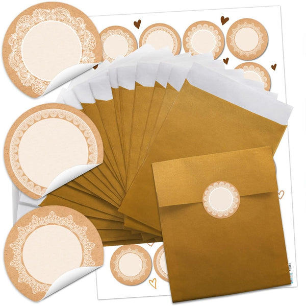 24 goldene AdventskalenderTüten SET (9,5 x 14 cm) + 24 runde Aufkleber 4 cm"Hirsch" für Kinder für tolle Adventskalender zum selber basteln; 1a Qualität!