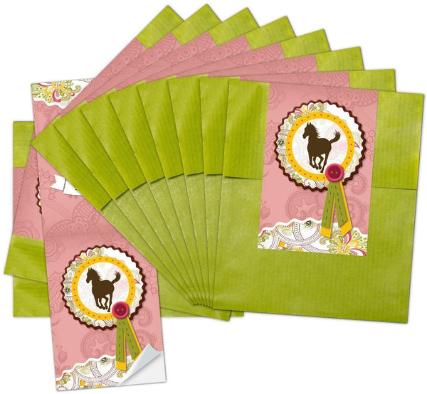 25 kleine grüne Papiertüten Geschenktüten Geschenk-Verpackung (9,5 x 14 cm) mit Aufkleber"Eine klitzekleine Kleinigkeit"