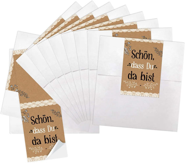 10 kleine Papiertüten WEISS 13 x 18 + 10 Aufkleber 3 FISCHE rosa-rot pink Verpackung Mitgebsel Kommunion Taufe Mädchen give-away Gast-Geschenk verpacken Papier-Flachbeutel