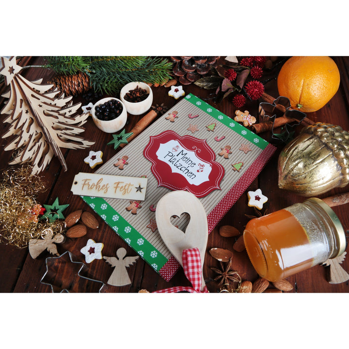 Leeres A5 Weihnachtsplätzchen Backbuch MEINE PLÄTZCHEN braun rot grün - Rezeptbuch weihnachtlich - Foto 2
