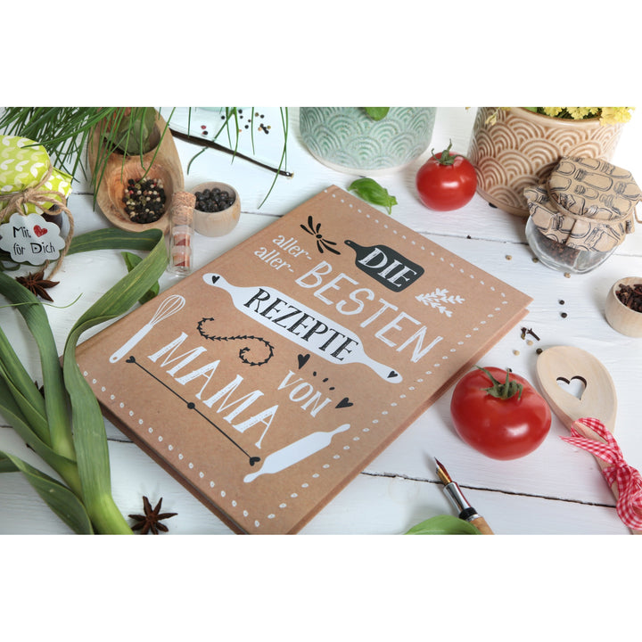 Rezeptbuch REZEPTE VON MAMA - DIN A4 leeres Buch zum Selberschreiben als Geschenk für Kinder - Familienrezepte - Foto 4