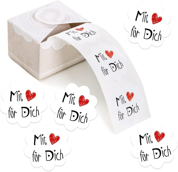 Großes Aufkleber Set 4 x 200 Sticker auf Rolle Herz Kleeblatt Blume