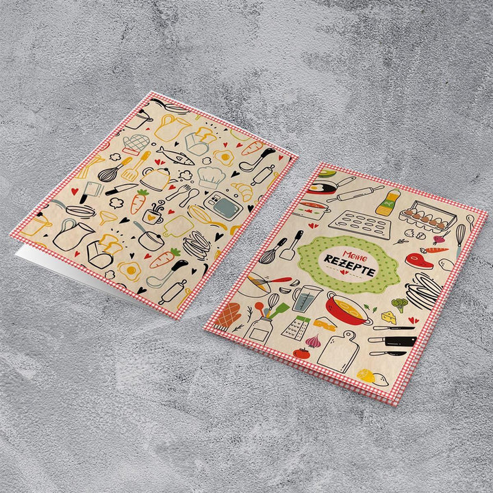 Rezeptmappe MEINE REZEPTE DIN A4 bunt zum Selberschreiben Kochrezepte sammeln - Foto 3