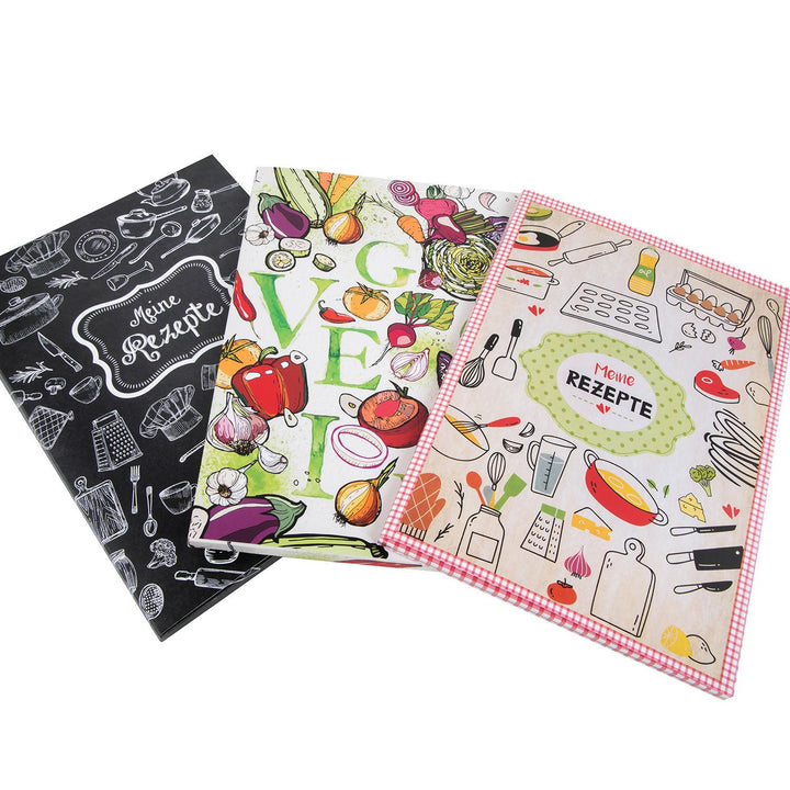 Logbuch-Verlag 3 Rezeptmappen MEINE REZEPTE DIN A4 bunt zum Selberschreiben Kochrezepte sammeln Sammelordner für Lieblingsrezepte - Geschenkidee