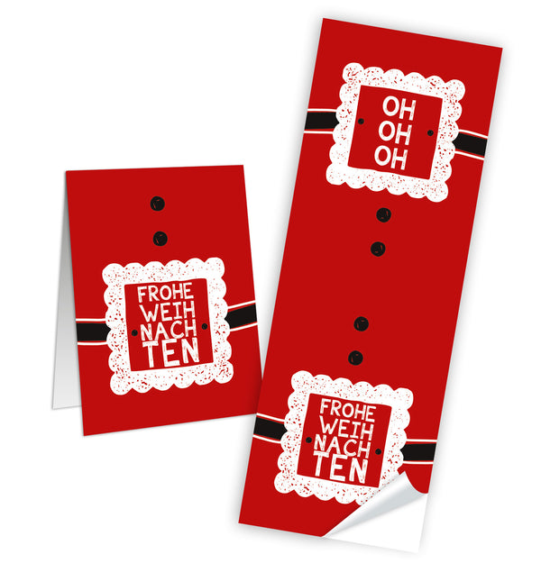 Weihnachtsaufkleber rot weiß Ho Ho Ho Frohe Weihnachten 5 x 14,8 cm 50 Stück