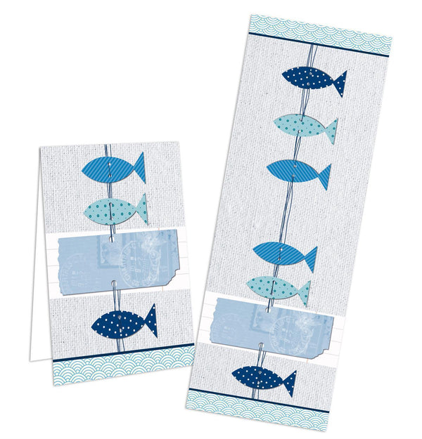 Fische Aufkleber blau maritim 5 x 14,8 cm für Taufe & Kommunion 25 Stück