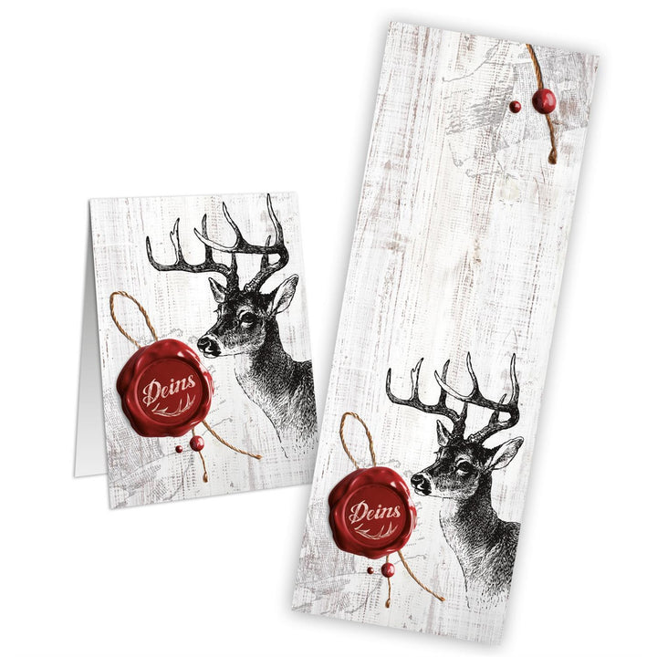 Hirsch Aufkleber "Deins" grau rot 5 x 14,8 cm - Foto 1