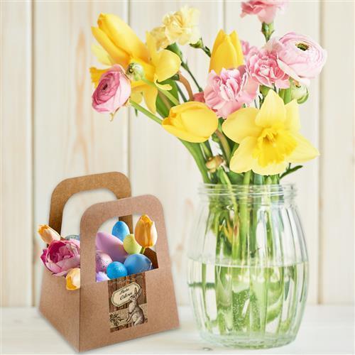 Lange Aufkleber Frohe Ostern 5 x 14,8 cm mit Osterhase in braun natur antik vintage - Foto 2