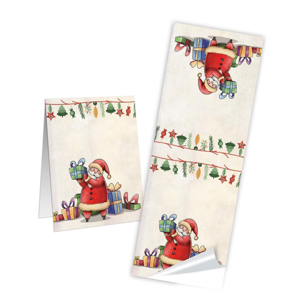 Weihnachtsaufkleber Weihnachtsmann beige rot 5 x 14,8 cm 50 Stück