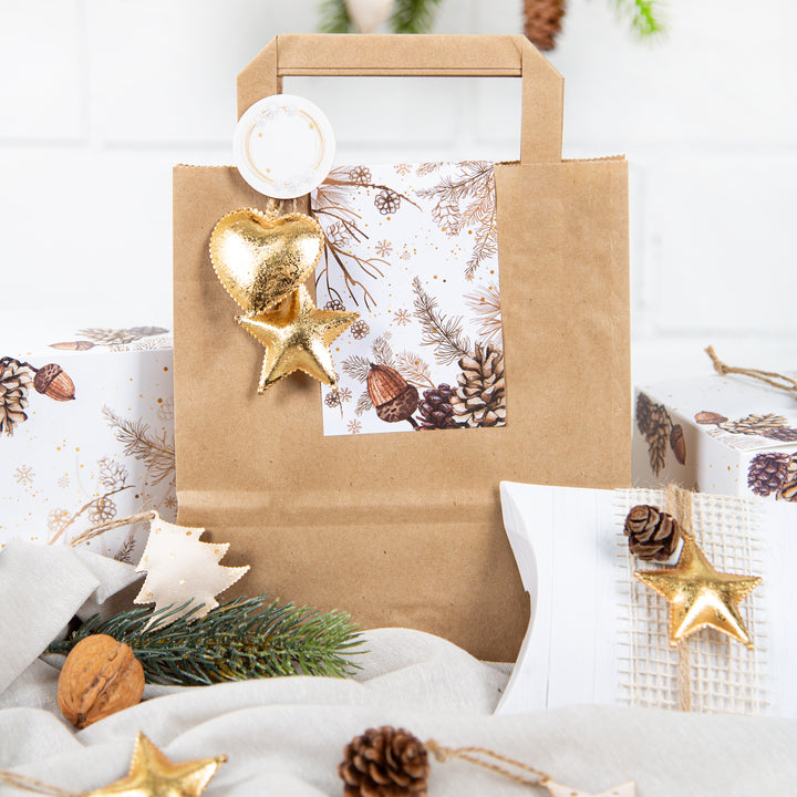 Aufkleber mit Zweigen & Zapfen Herbst Weihnachten Etiketten 7,2 x 21 cm 50 Stück