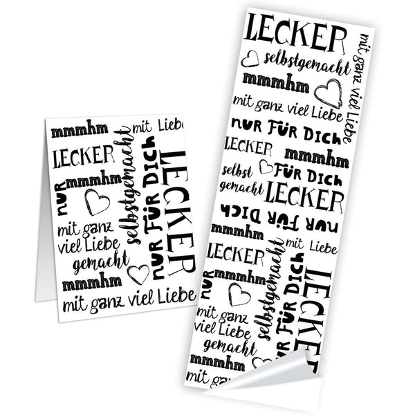 Sticker mit Text Lecker - Selbstgemacht - für dich schwarz weiß 5 x 14,8 cm - Foto 1