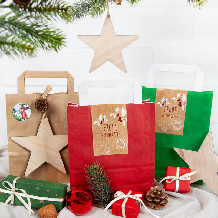 Frohe Weihnachten Weihnachtsbanderole natur rot weiß 7,2 x 21 cm - Foto 2