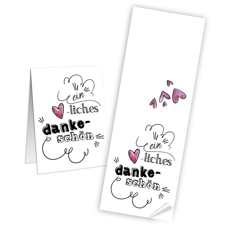 Ein herzliches Dankeschön Aufkleber länglich - 7,2 x 21 cm - weiß schwarz Mitgebsel Geschenk Verzierung - Foto 1