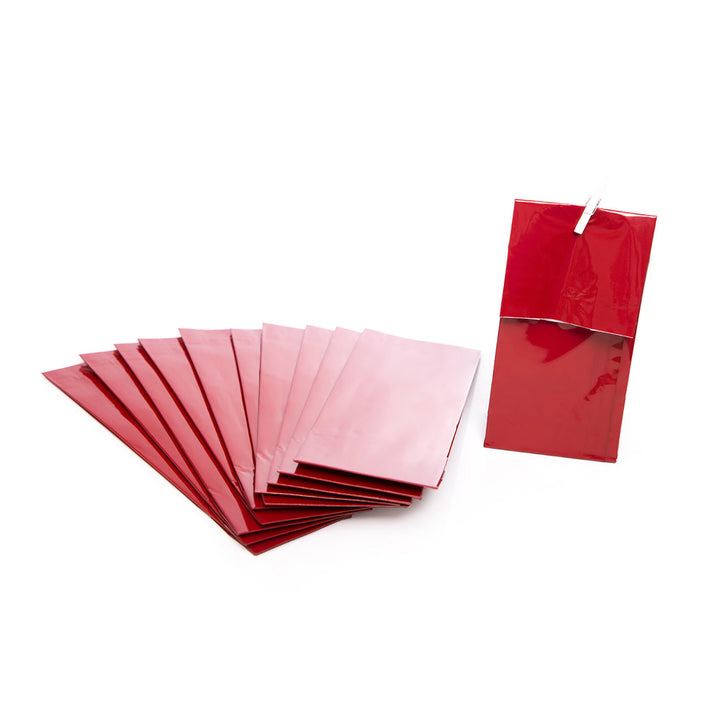 Rote Blockbodenbeutel 7 x 20,5 x 4 cm mit Folieneinlage lebensmittelecht 50 Stück