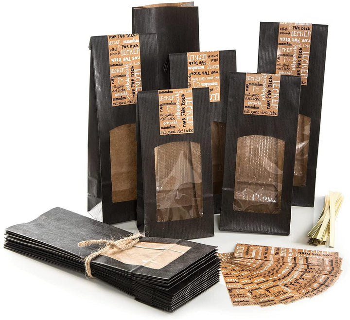 10 Geschenktüten mit Aufkleber MIT LIEBE SELBSTGEMACHT