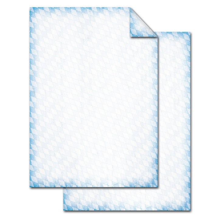 Briefpapier Rautenmuster blau weiß DIN A4 Motivpapier bayerisch - Foto 1