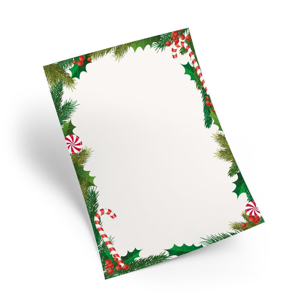 Weihnachtspapier weiß rot grün DIN A4 - Briefpapier Weihnachten zum Beschriften & Bedrucken 100 Blatt