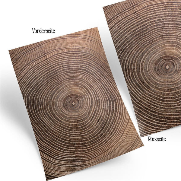 Motivpapier Bastelpapier in Holzoptik braun mit Jahresringen - Holz Motiv Papier zum Basteln DIN A4 - Foto 1