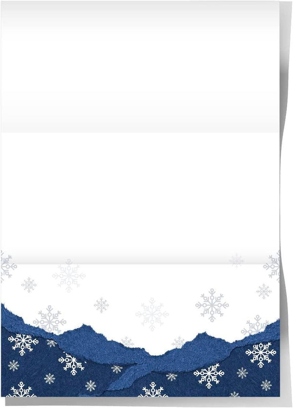 Weihnachtliches Schneeflocken Briefpapier - weiß blau DIN A4 50 Blatt