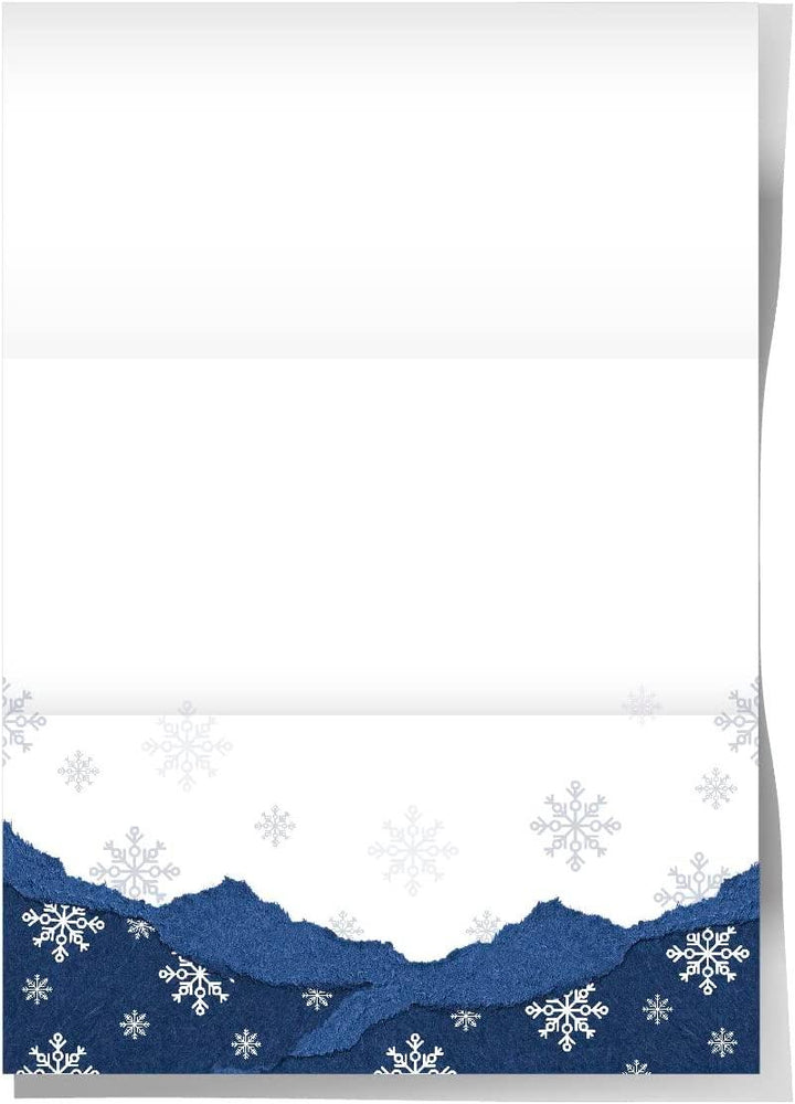 Weihnachtliches Schneeflocken Briefpapier - weiß blau DIN A4 50 Blatt