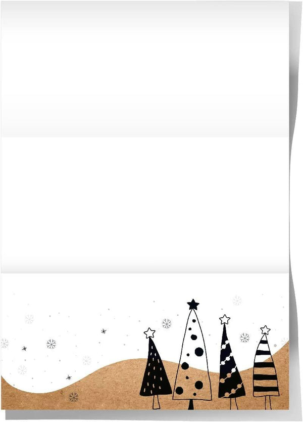 Weihnachtsbriefpapier in DIN A4 - weiß schwarz braun Kraftpapieroptik 25 Blatt