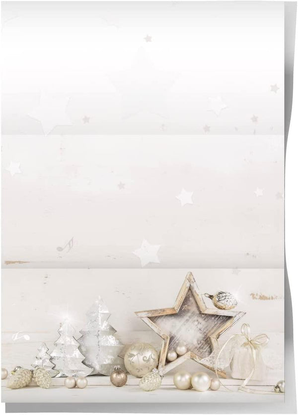 Weihnachtsbriefpapier DIN A4 - Weihnachten Briefpapier Firma silber grau 100 Blatt