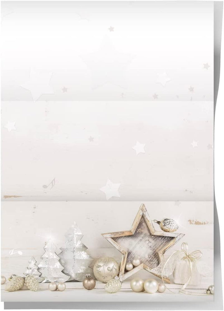Weihnachtsbriefpapier DIN A4 - Weihnachten Briefpapier Firma silber grau 100 Blatt