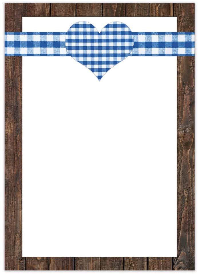 Briefpapier blau weiß mit Herz 100g Schreibpapier DIN A4 im rustikalen Stil - bayerisch 100 Blatt