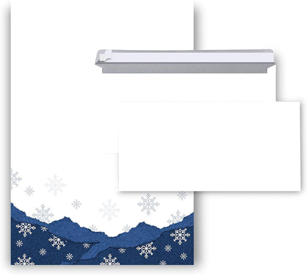 Briefpapier für Weihnachten + passende Briefumschläge- weiß braun DIN A4