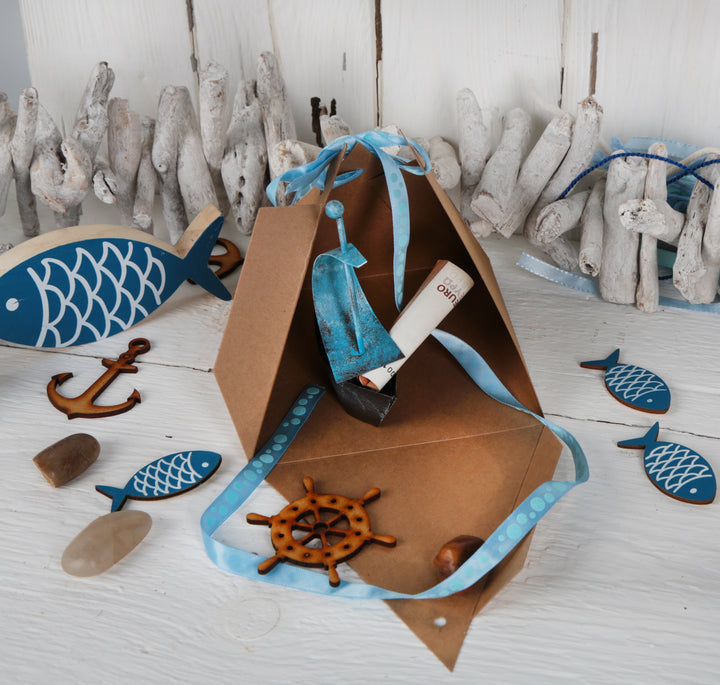 Kleine blaue Anker aus Holz mit Klebepunkt 6 cm Bastelbedarf maritim
