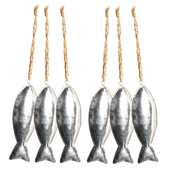 Kleine Blech Fische - 9,5 cm - maritim zum Aufhängen - für Taufe Kommunion 12 Stück