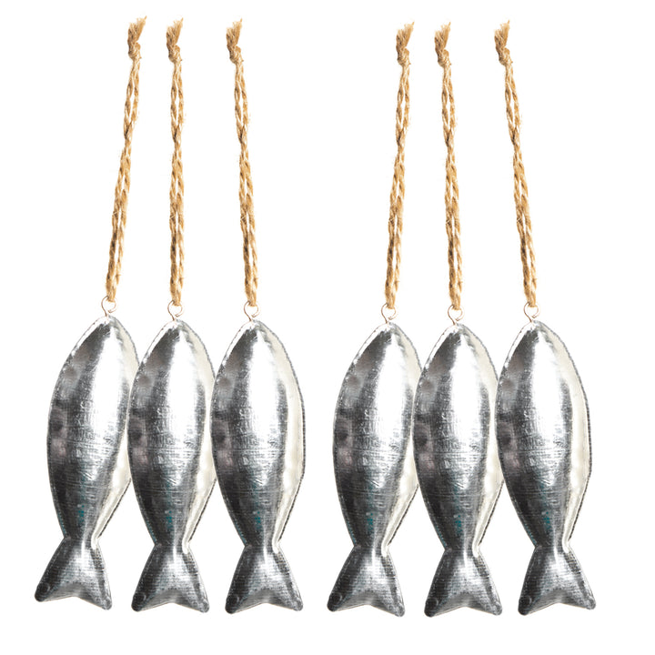 Kleine Blech Fische - 9,5 cm - maritim zum Aufhängen - für Taufe Kommunion 12 Stück
