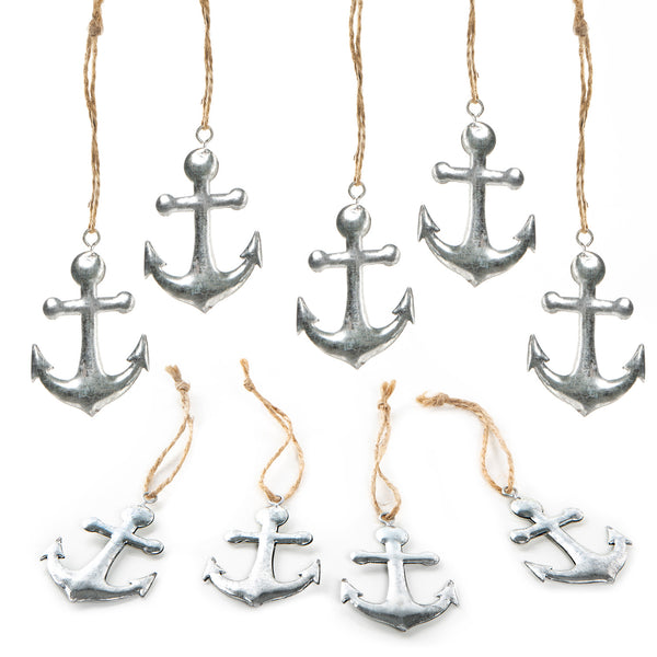 Maritime Fischanhänger mit Band in 12 cm aus Metall in weiß türkis blau zum Aufhängen