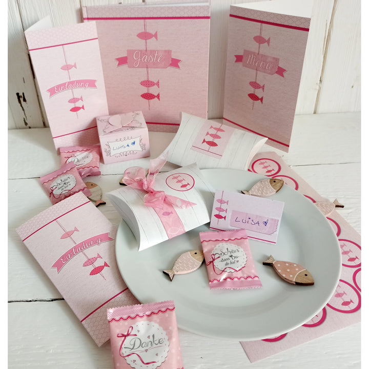 Fruchtgummi Tütchen Schön, dass du da bist rosa pink als Give-Away Tischdeko - Foto 2