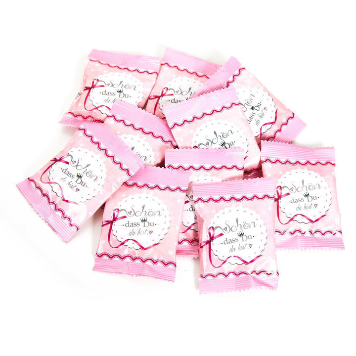 Fruchtgummi Tütchen Schön, dass du da bist rosa pink als Give-Away Tischdeko - Foto 3
