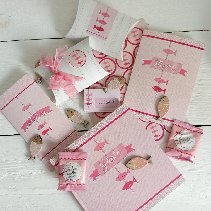Fruchtgummi Tütchen Schön, dass du da bist rosa pink als Give-Away Tischdeko - Foto 5