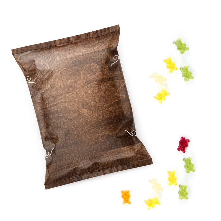 Gummibärchen Tüten Holzoptik zum Beschriften & Bekleben als Tischdeko Give-Away Gastgeschenk - Foto 1
