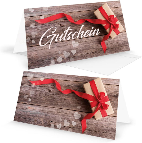 Gutschein Klappkarte zum Beschriften & Bedrucken - Gutscheinkarte leer 20 Stück