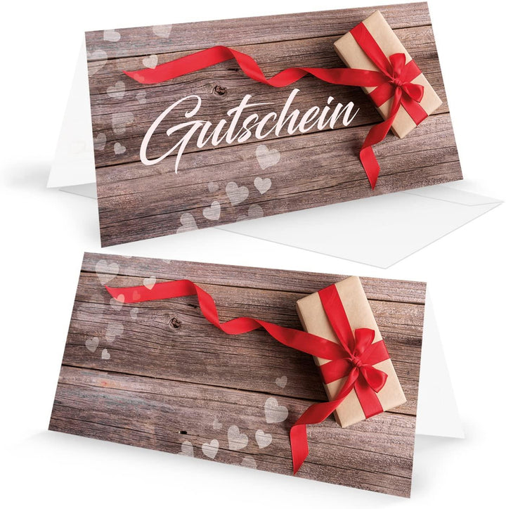 Gutschein Klappkarte zum Beschriften & Bedrucken - Gutscheinkarte leer 20 Stück