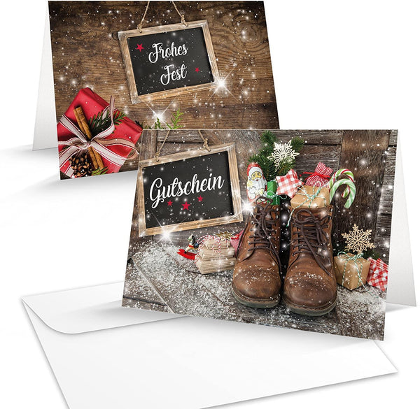 Weihnachtlicher Gutschein zum Beschriften & Bedrucken - Weihnachtsgutschein für Kunden Mitarbeiter 10 Stück