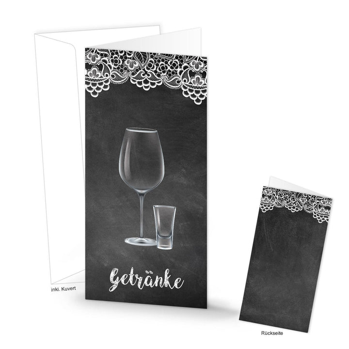 Getränkekarte schwarz weiß zum Bedrucken & Beschriften - Barkarte Getränke Karte Bar 10 Stück