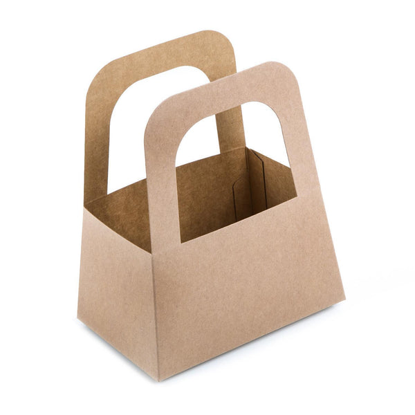 Logbuch-Verlag 10 kleine Henkelkörbe aus Kraftpapier braun - 14,5 x 17,5 x 10 cm - stabile Körbe mit Henkel - Henkeltüten aus Papier